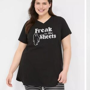 Lane Bryant Cacique sleep lounge Cotton Tee 26/28 NWT ghost SHIRT ONLY halloween